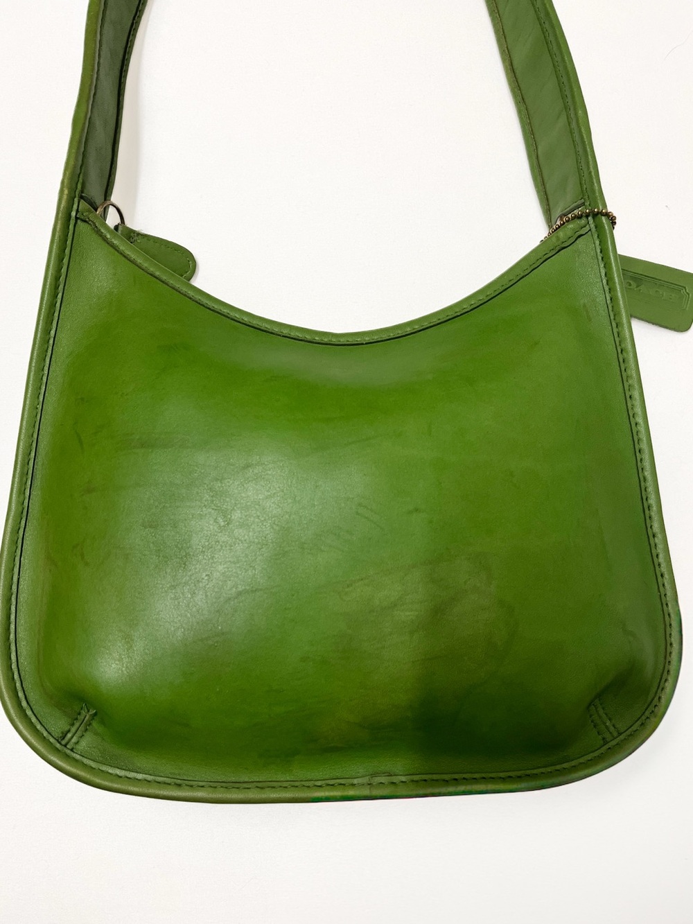 RARE Vintage Coach Leaf Green Leather Ergo Mini Zip Shoulder Bag 9020 - Picture 7 of 9